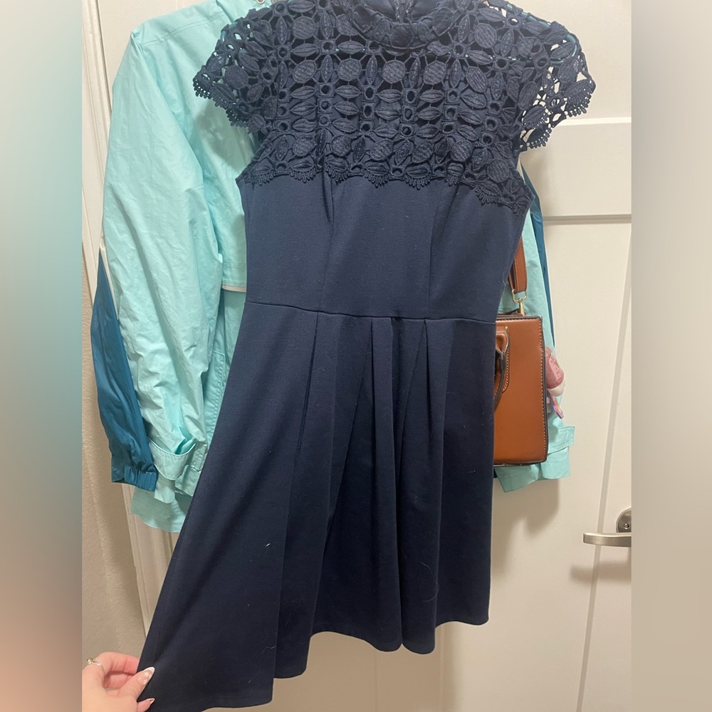 Elegant Navy Lace Dress